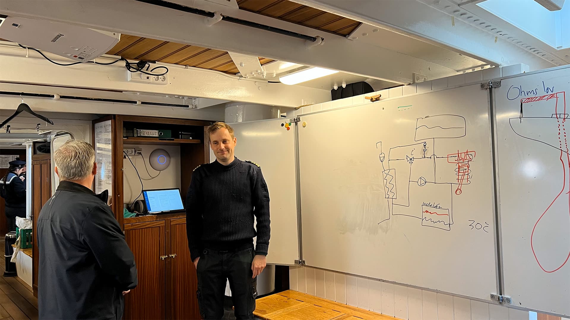 Undervisningslokale ombord på skoleskib Georg Stage